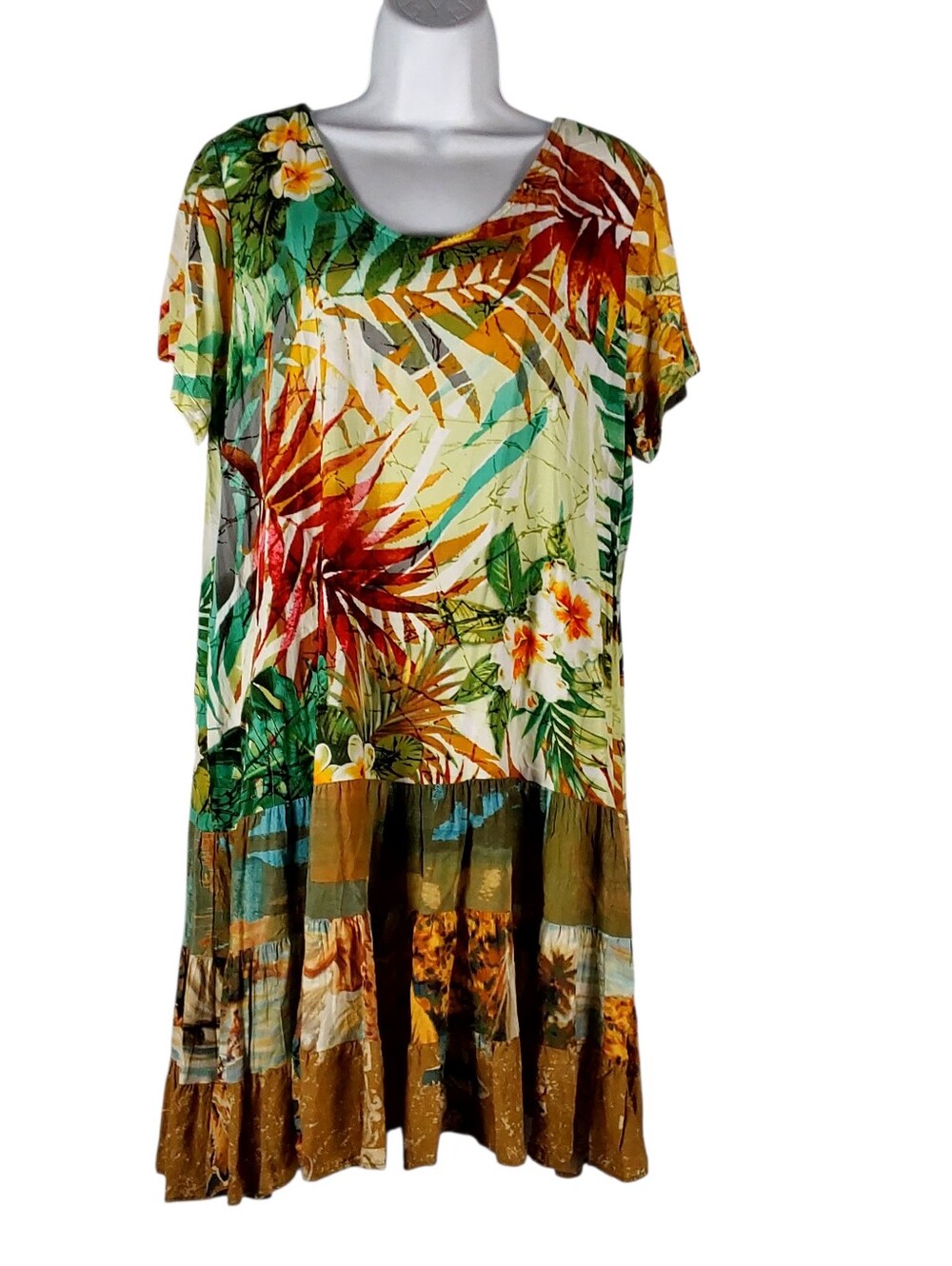 Jams World Tropical Floral Print Tiered Dress